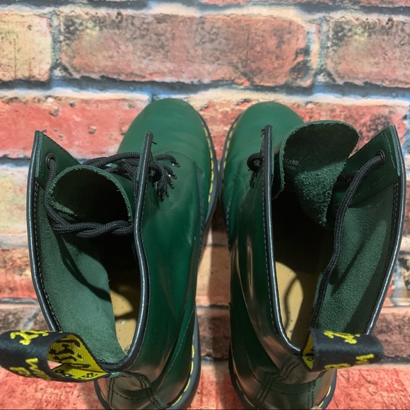 Dr. Martens Green Smooth Leather Boots - Picture 11 of 11
